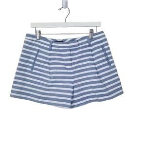 ATM Striped Resort Shorts Pleated Pockets Casual Blue White Womens Size 6 Luxury